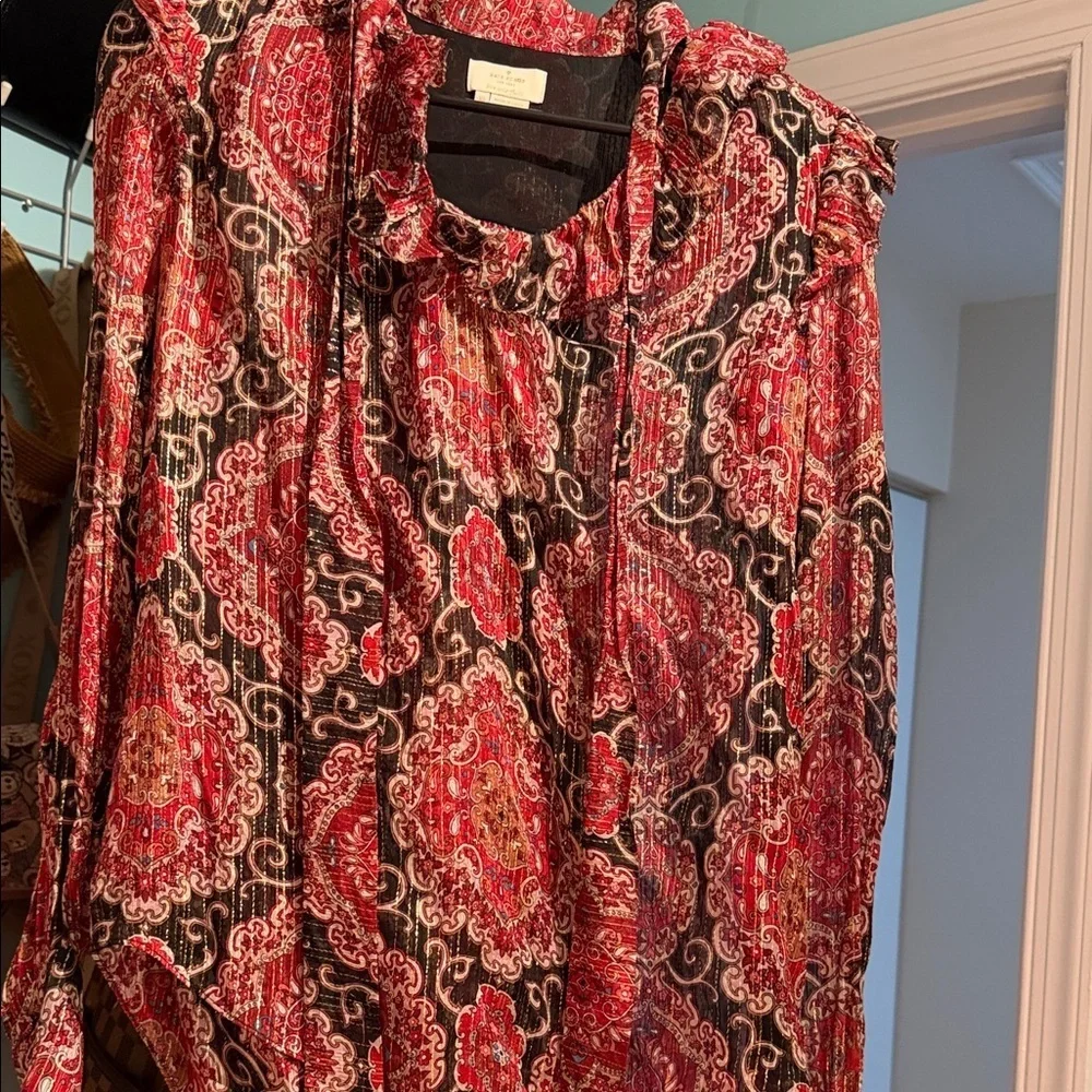 kate spade Red and Black Abstract Blouse